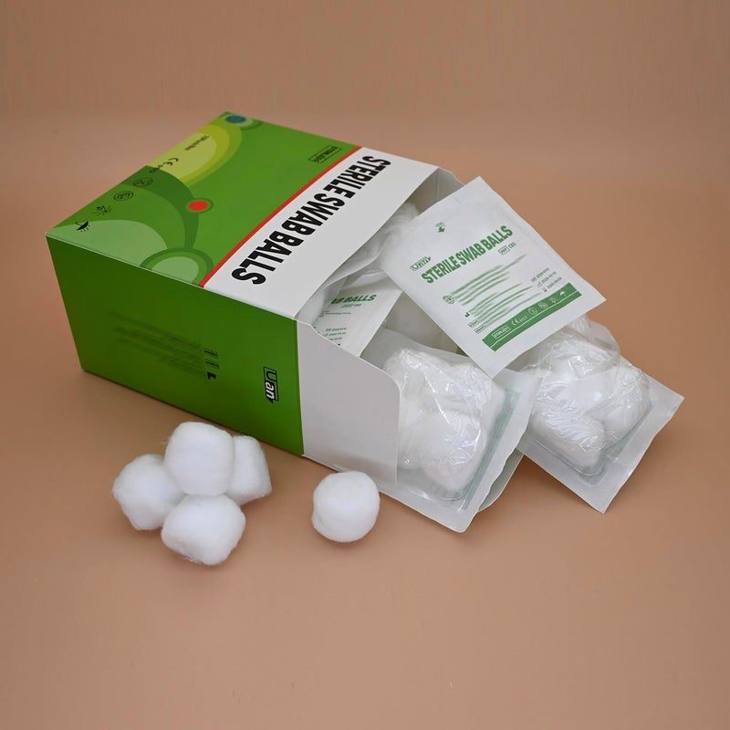 UAN Cotton Sterile Wound Care Swabs - Individually Packaged, Sterilized (Cotton Balls (XL) (5pcs/Pack)), 1 Box - Image 4